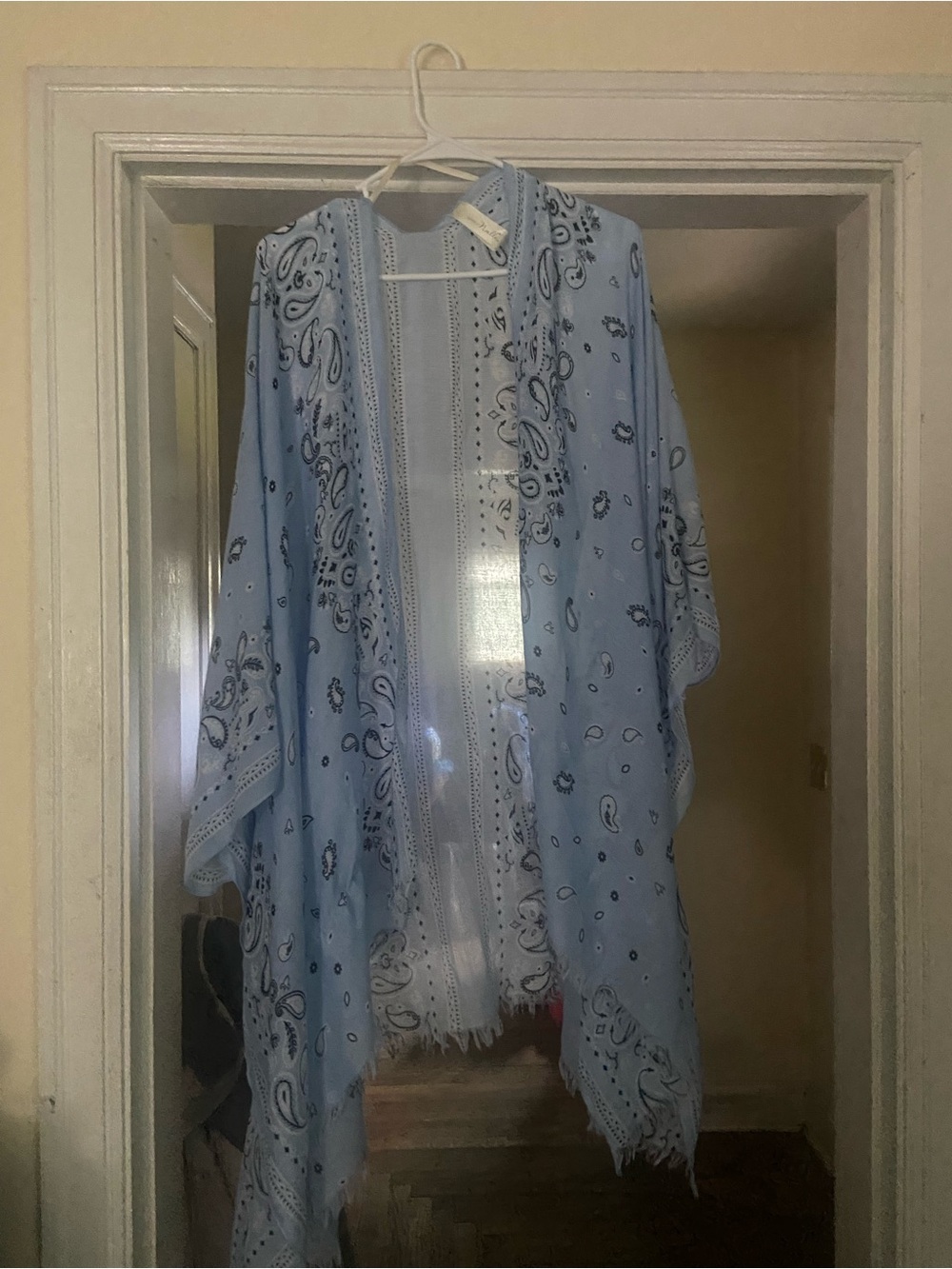 Simply Noelle Pale Blue Paisley Fringe Kimono